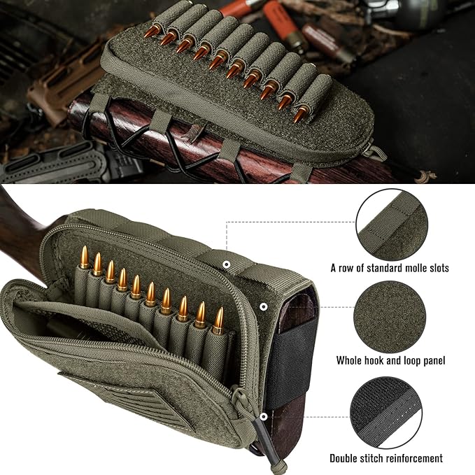 PETAC GEAR Tactical Buttstock Rifle Stock Pack/Adjustable Shell Holder Cheek - Image 5