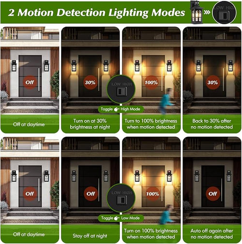 2-Pack Motion Sensor Outdoor Wall Lights, Dusk to Dawn Porch Lights Outdoor - Image 2