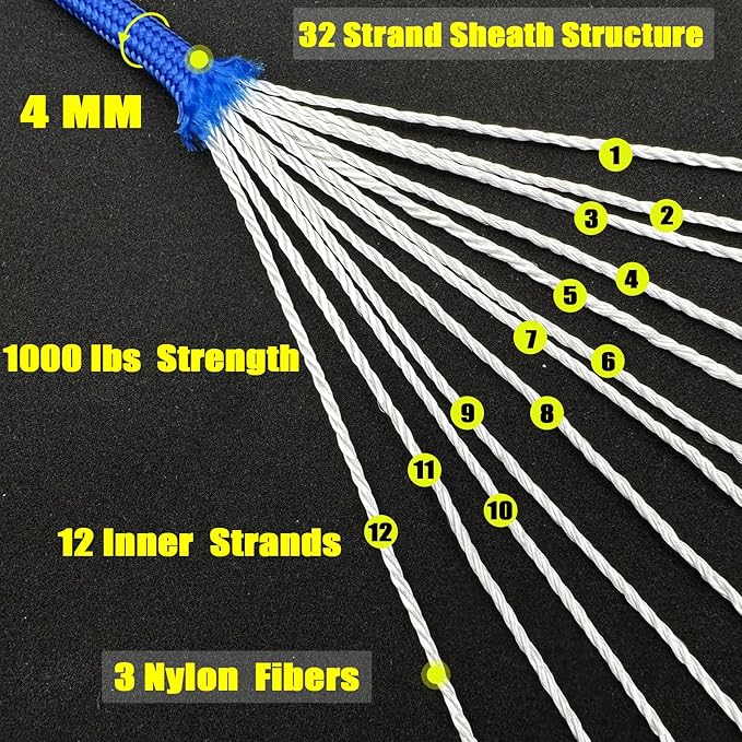VVAAGG 1000 Blue Paracord Rope, 50ft 12 Strand Parachute Cord - Image 2