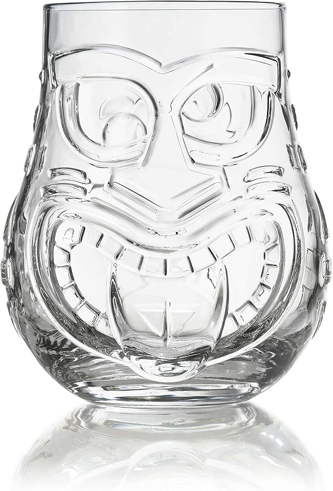 Libbey Tiki Split Glass Tumbler Set, Vintage-Style Quirky Drinking Glasses Set - Image 8