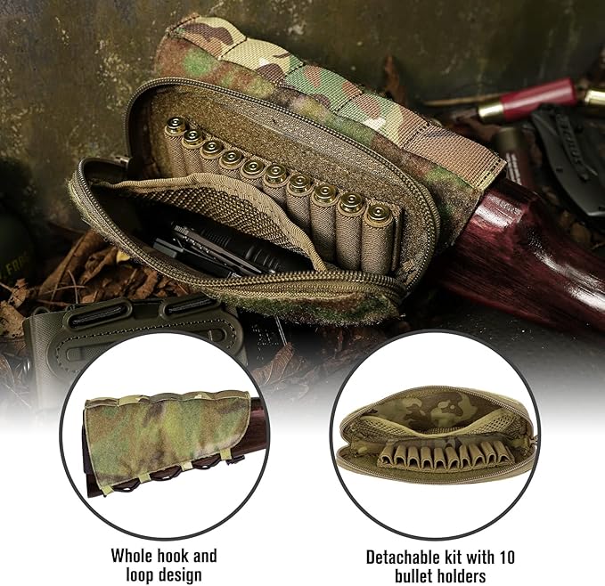 PETAC GEAR Tactical Buttstock Rifle Stock Pack/Adjustable Shell Holder Cheek - Image 4