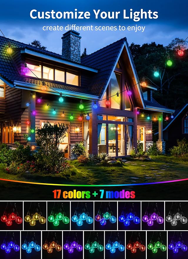 Brightown Outdoor String Lights 29 Feet G40 LED Patio Lights, 13 Plastic Edison - Image 4