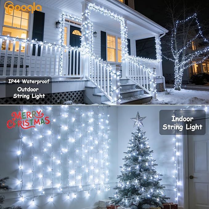 Cool White String Lights Outdoor Christmas Decoration, 66 ft 200 LED Christmas - Image 3