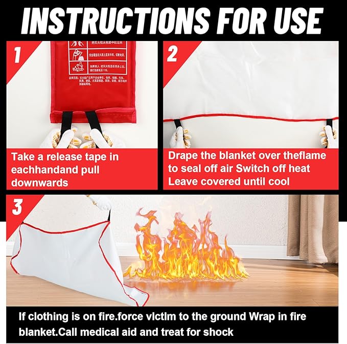 60 Pcs Emergency Fire Blankets for Home and Kitchen 40x40 Inch 20 Fiberglass - Image 4