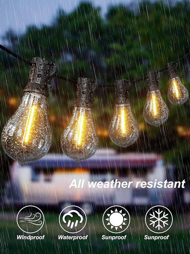 DAMAING LED String Lights Outside 36FT Weatherproof Patio Lights - Image 4