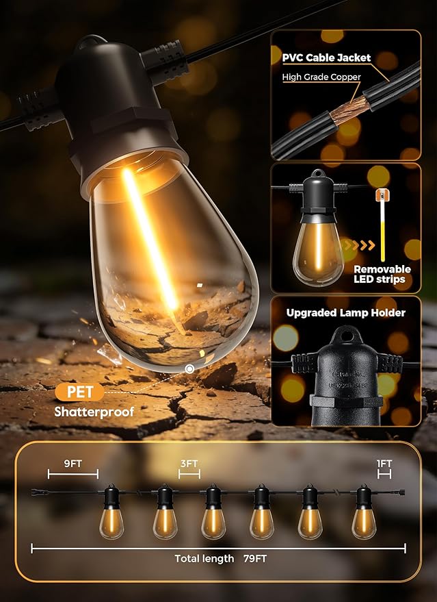 Minetom 79FT Solar String Lights Outdoor Waterproof, 24 LED S14 Shatterproof - Image 5