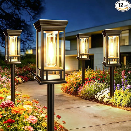 12 Pack Solar Pathway Lights Outdoor, Taller Bright Solar Path Lights Waterproof by SANJICHA
