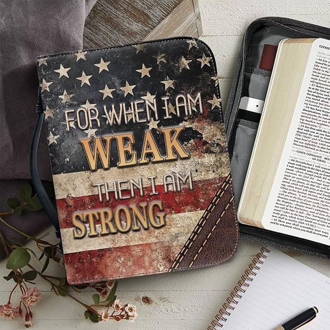 Small Bible Cover Case for Women Men Amercan Flag and Cross PU Leather Bible - Image 5