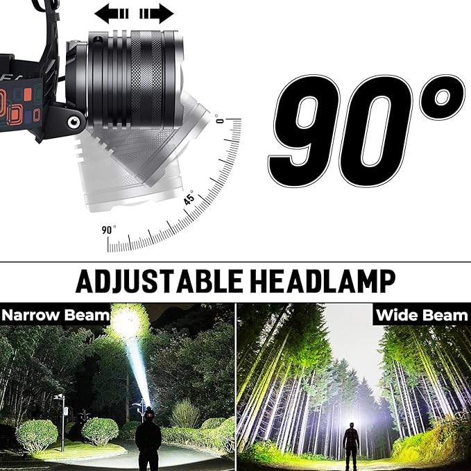 LED Rechargeable Headlamp, 000 Lumens Head Lamps Super Bright Long Distance - Image 4