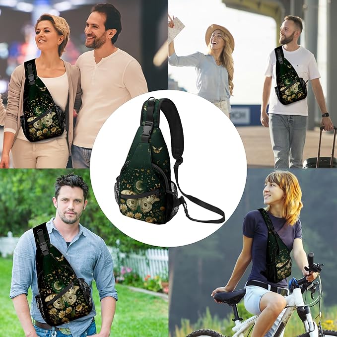 FyLybois Moth Sling Bag for Women Lightweight Crossbody Backpack Casual Daypack - Image 2