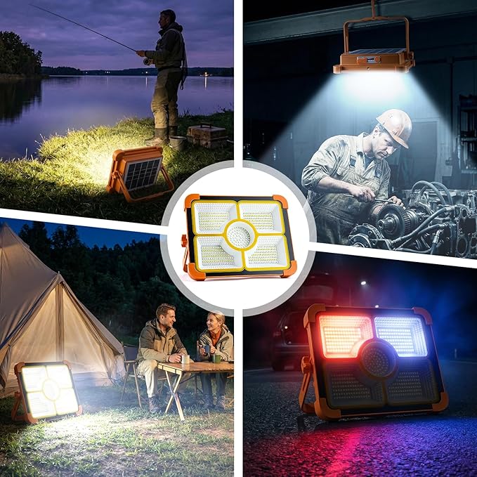 Solar Rechargeable Work Light, 474 LED 12000LM Portable Flood Lights, 12000mAh - Image 7