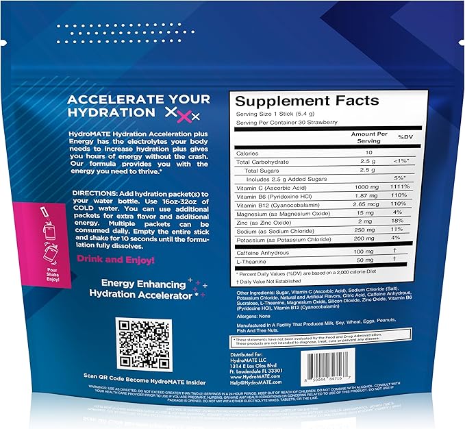 NatureWorks HydroMATE Electrolytes Powder Drink Mix Packets Hydration - Image 3