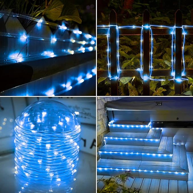 Solar Rope Lights, 33ft 100LED Solar String Lights, 8 Modes Waterproof Solar - Image 7