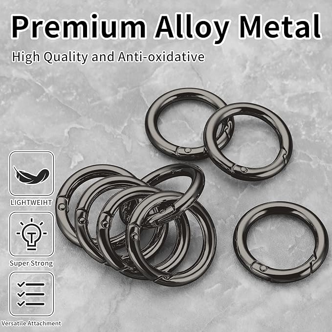 Gkeygo Key Ring Clip, 1 Inch Keychain Rings, 8 Pack Round Carabiner Clip - Image 2