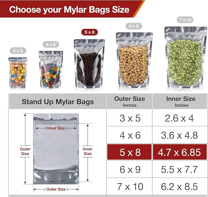 BELLE KR® 5x8 Mylar Bags Stand Up - Image 2
