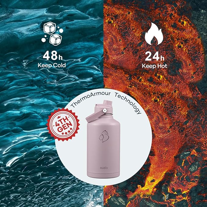BUZIO 64oz Insulated Water Bottle, Half gallon Stainless Steel Jug, Triple Wall - Image 2