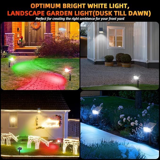 LEREKAM Solar Spot Lights Outdoor Color Changing, IP65 Garden Lights Solar - Image 8