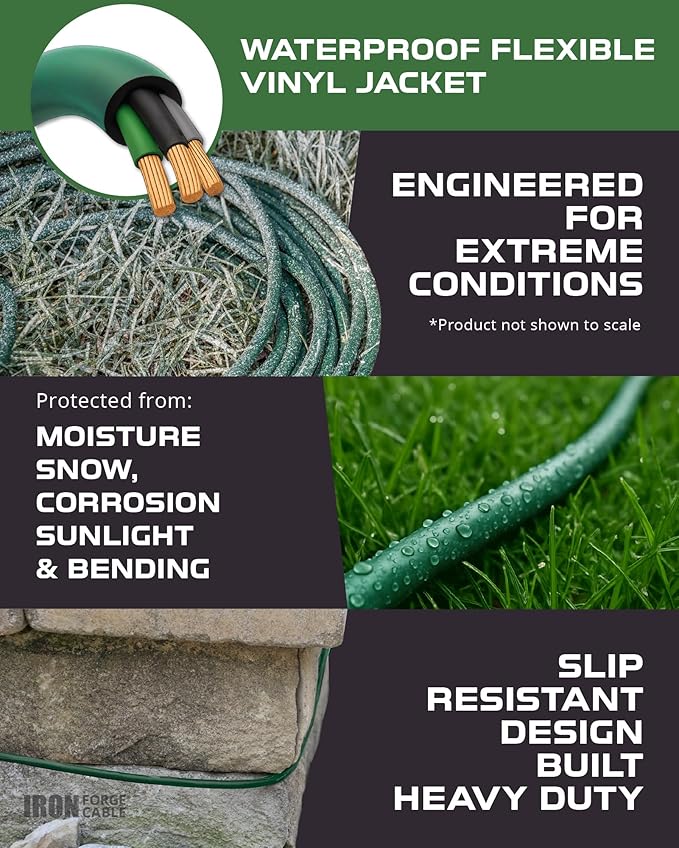 Iron Forge Cable 2 Pack 10ft Green Outdoor Extension Cord - Image 3