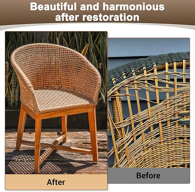 M METERXITY 1-Pack Wicker Repair Kit, 8mm x 33ft/10m Plastic Flat Rattan - Image 4
