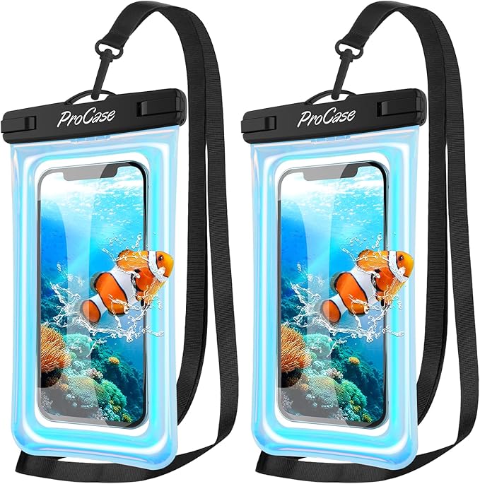 ProCase 2 Pack Floating Waterproof Phone Pouch IPX8, Universal Dry Bag Fits by ProCase