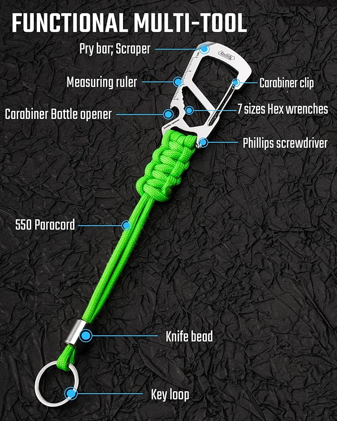 KeyUnity KC04 Paracord Keychain Carabiner Clip, Braided Lanyard - Image 7