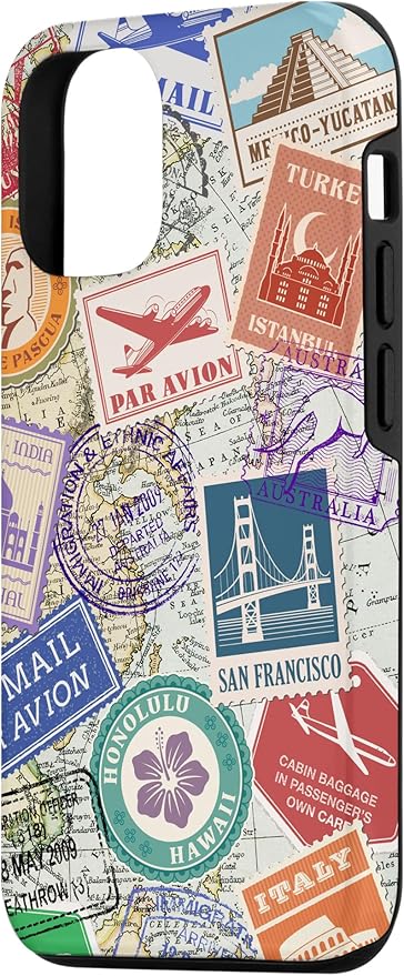 World Map Travel Passport Stamps Postage Stamp Case - Image 2