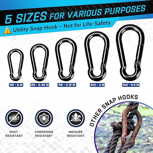 PAMAZY 2Pcs 4In Spring Snap Hooks 700LBS Capacity, Carabiner Clip, Heavy Duty - Image 6