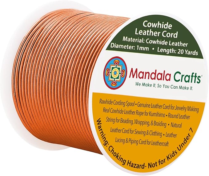 Mandala Crafts Round Genuine Copper Leather Cord by MandalaCrafts