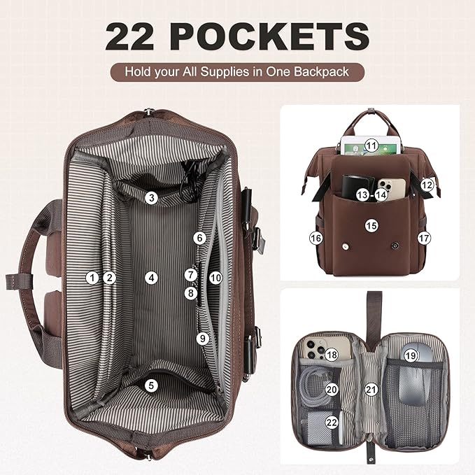 LOVEVOOK Laptop Backpack for Women Work Travel Commuter Backpack Business - Image 2