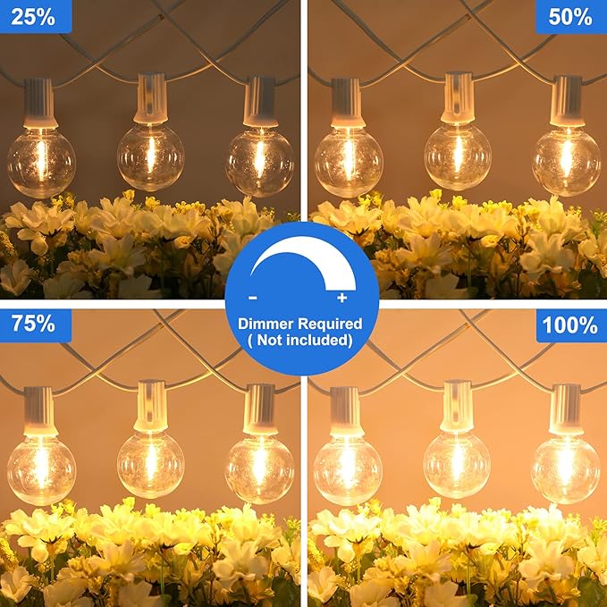100ft Outdoor G40 LED Globe String Lights Dimmable Shatterproof Waterproof - Image 3