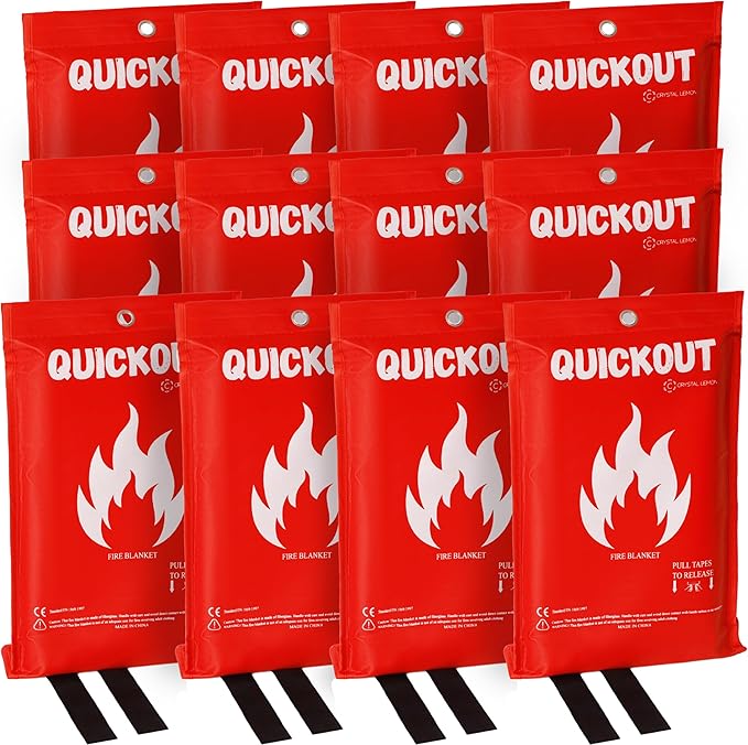 Crystal Lemon Fire Blanket 12-Pack, 39x39 Multi-Use Emergency Fire Suppression by CrystalLemon