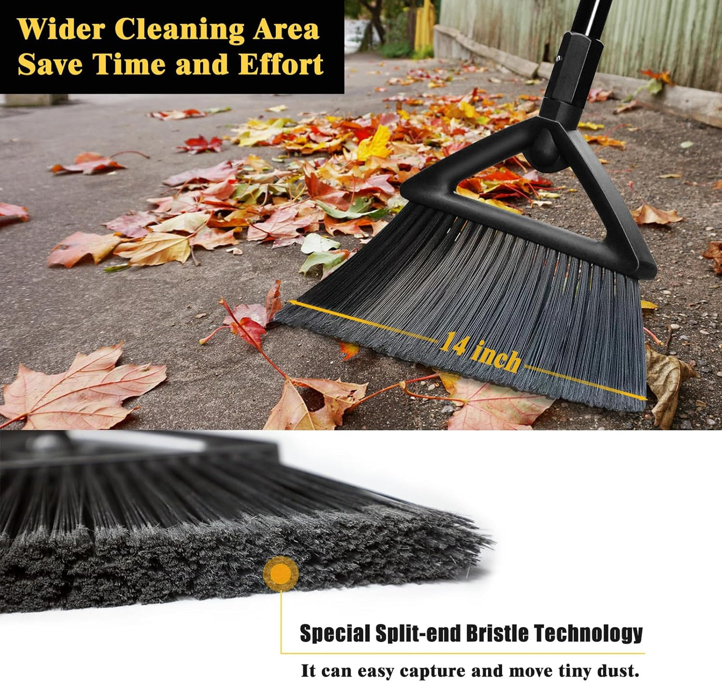 Outdoor Indoor Broom Heavy Duty,4 Pack Commercial Angle Broom,Ideal of House,Kitchen,Garage and Courtyard,Restaurant