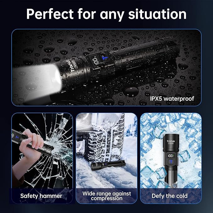 TrixHub Rechargeable Flashlights 3 Pack, Super Bright High Lumens Flash Light - Image 8