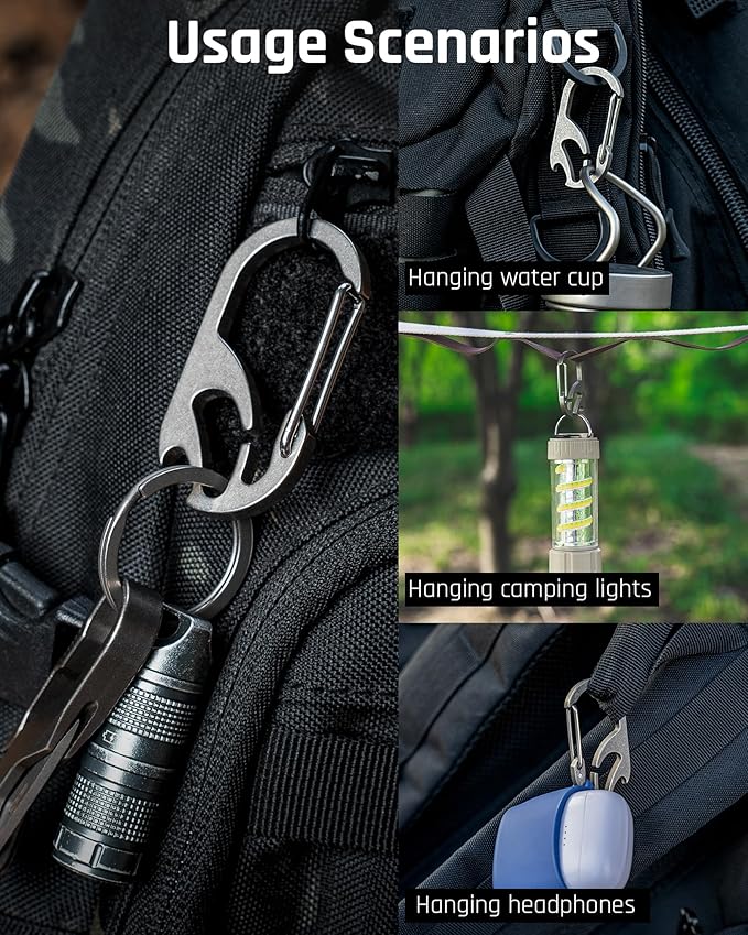 TISUR Titanium Carabiner Keychain Clip, Anti-Lost Key Ring Holder, Self-Locking - Image 7