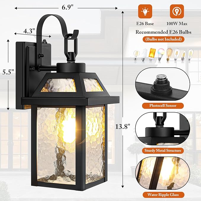 BesLowe Dusk to Dawn Outdoor Wall Lights, Exterior Lighting Fixtures Wall Mount - Image 6