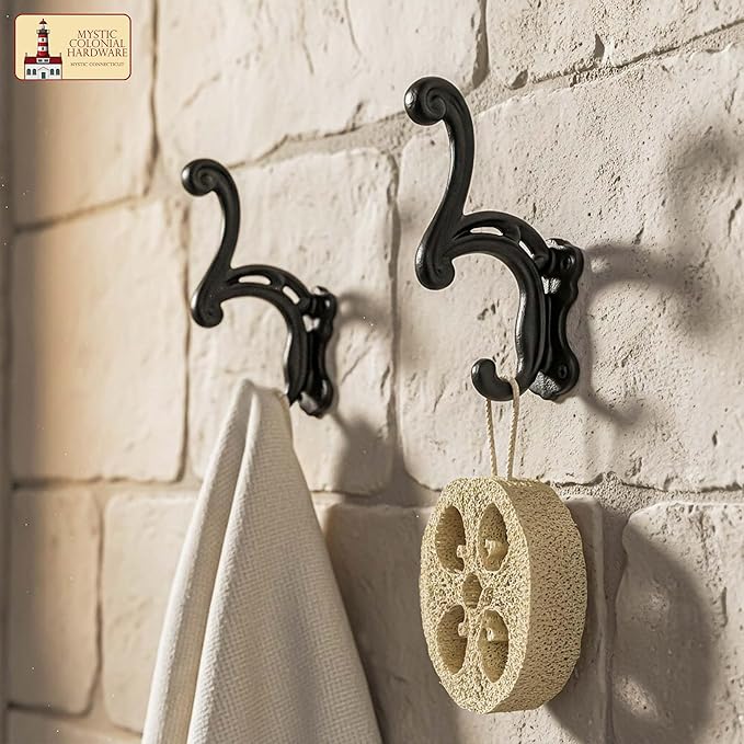 Mystic Colonial Rustic Cast Iron Wall Hooks, Heavy Duty Coat Hooks - Image 8