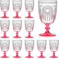 XUWAIDSGN 12Pcs Plastic Vintage Wine Glasses 13.5oz Reusable Embossed Goblet by XUWAIDSGN