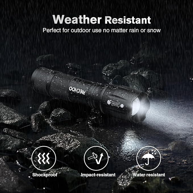 RECHOO LED Flashlight 2 Pack, Tactical Flashlights High Lumens - Image 4