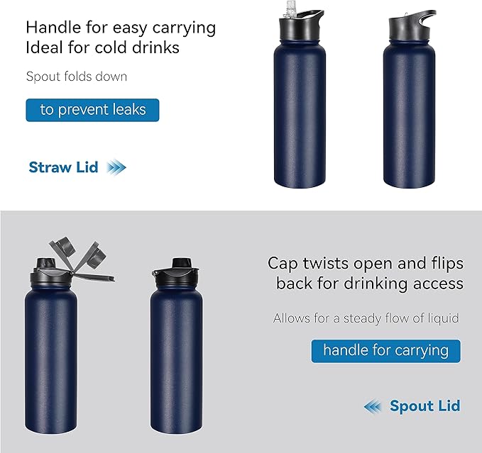 VEGOND 40 oz Insulated Stainless Steel Metal Water Bottle - Image 5