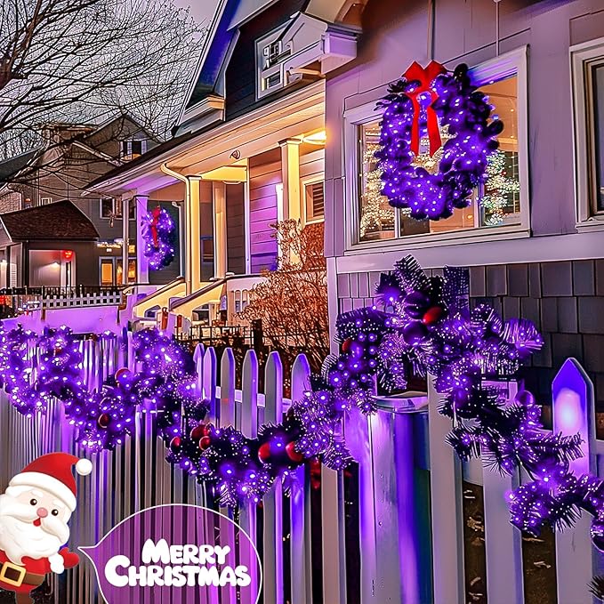 JMEXSUSS 4 Pack Purple Solar String Lights Outdoor Waterproof, 100 LED 33ft - Image 5