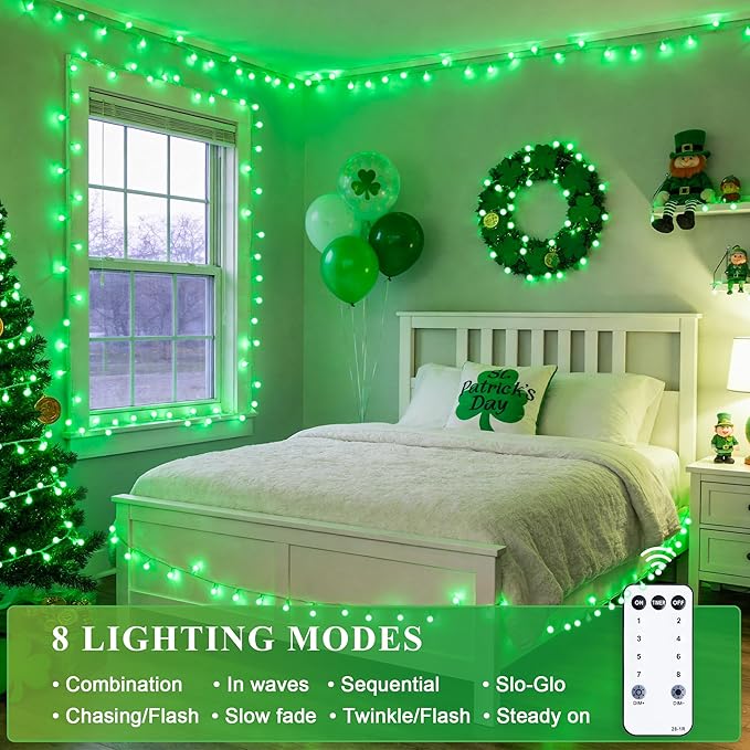 JMEXSUSS Connectable 100 LED Globe String Lights Indoor, 33ft 8 Modes Christmas - Image 3