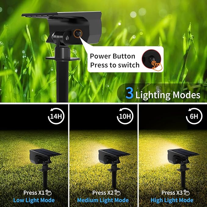 Tadyreal Solar Spot Lights Outdoor 6 Pack, Solar Landscape Spotlights Waterproof - Image 6