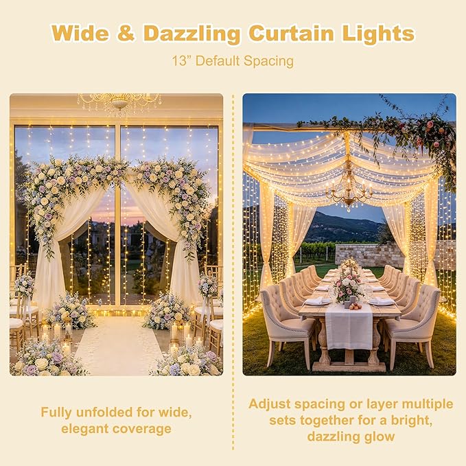 JMEXSUSS 900 LED Outdoor Curtain Lights, 9.5x29.5ft Christmas Lights Plug in - Image 2
