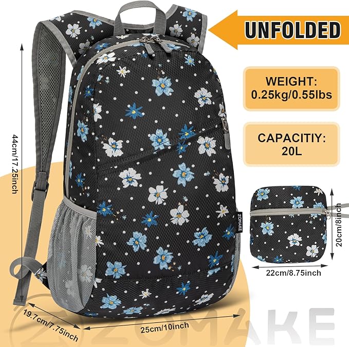 ZOMAKE Lightweight Packable Backpack, Foldable Backpacks Small Daypack - Image 3