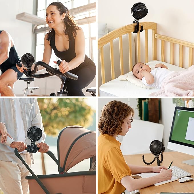 Momcozy 8000mAh Portable Stroller Fan | 27H Ultra-long Battery Life | - Image 8