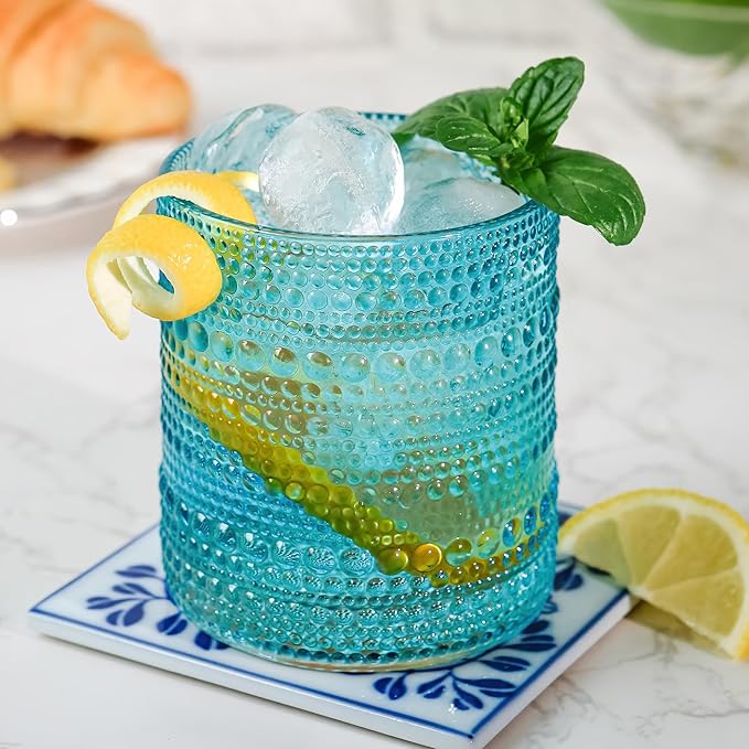 Kate Aspen Hobnail Beaded Drinking Glasses Vintage Glassware Set | Cocktail - Image 7
