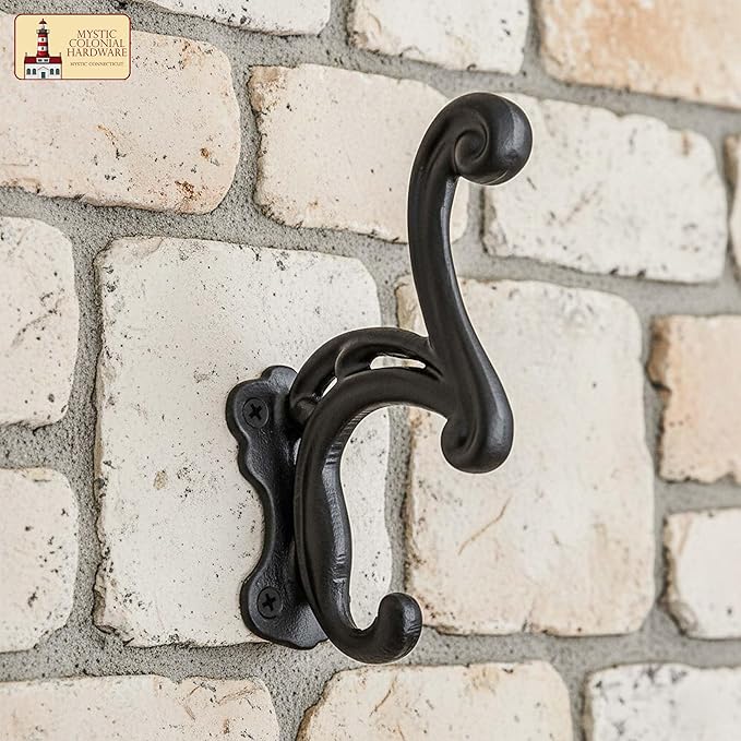 Mystic Colonial Rustic Cast Iron Wall Hooks Heavy Duty Vintage Utility Hooks - Image 4