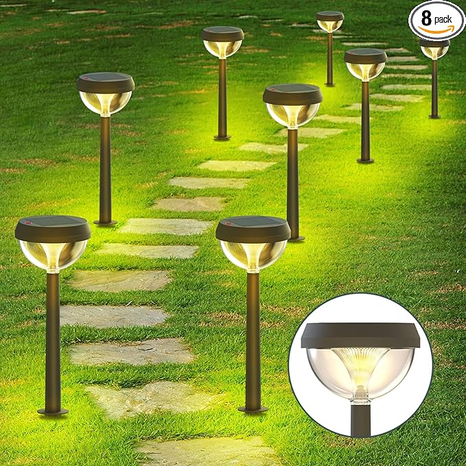 Linkind Solar Pathway Lights 8 Pack, Solar Lights Outdoor Warm White Waterproof by Linkind