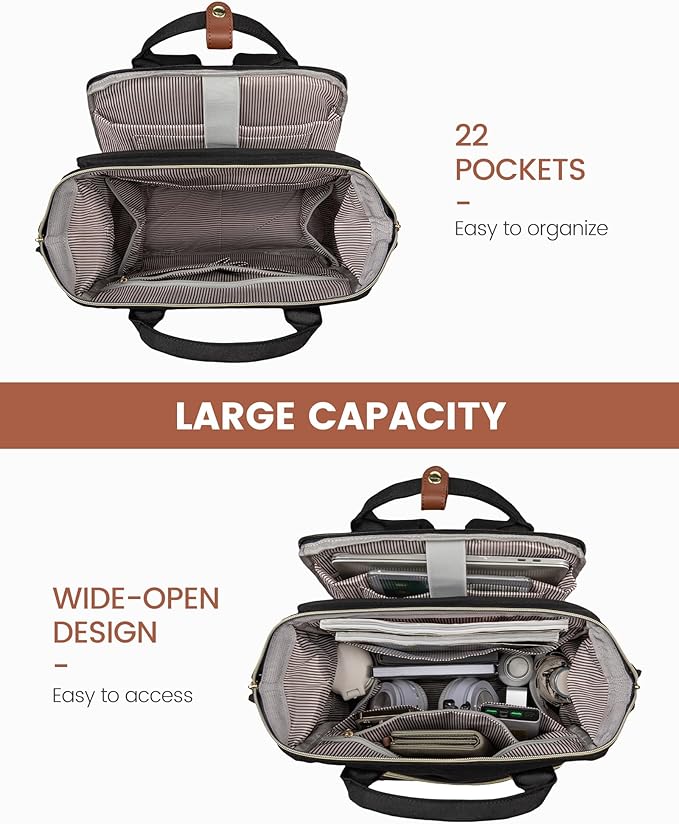 LOVEVOOK Laptop Backpack for Women, 17.3'' Waterproof Nurse Bag Teacher Work - Image 3