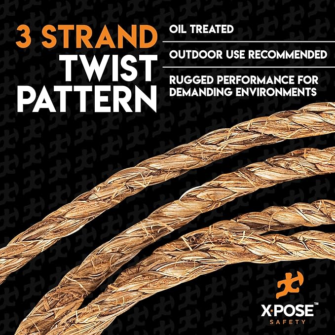Manila Rope - 1/4 Inch 600' - 3 Strand Cordage Twisted Braided Rope - Thick - Image 5